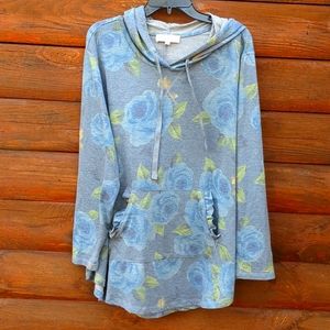 Philosophy Blue gray floral hoodie